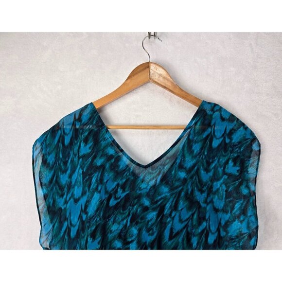 Mini Tunic Dress by Express Sz SP Tropical Blue Green Sheer Lined Party Vacation - Picture 11 of 11